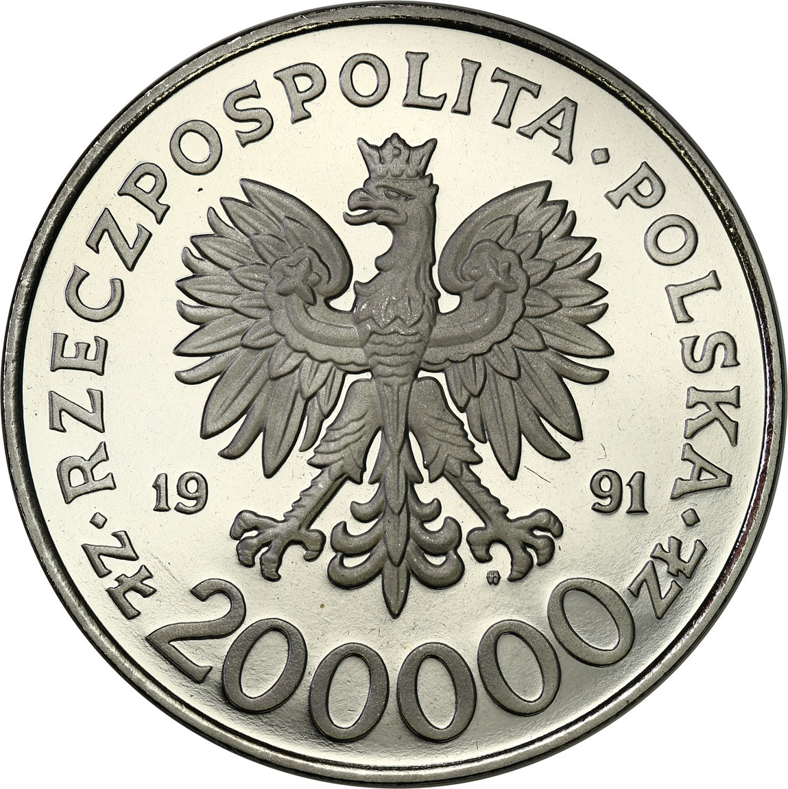 PRL. PRÓBA Nikiel 200 000 złotych 1991 - Konstytucja 3 Maja